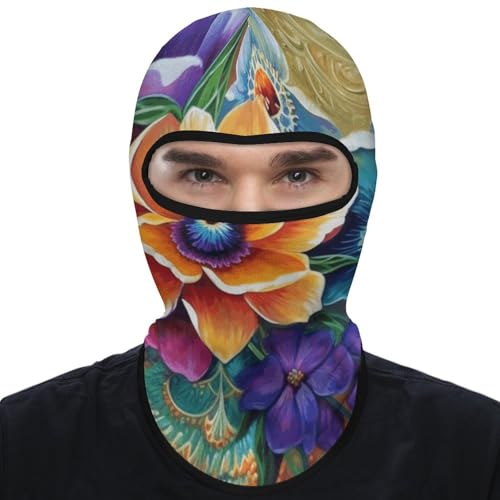 Balaclava para hombre, máscara para esquí, máscara facial de pintura de diamantes florales para ciclismo en invierno miniatura 7