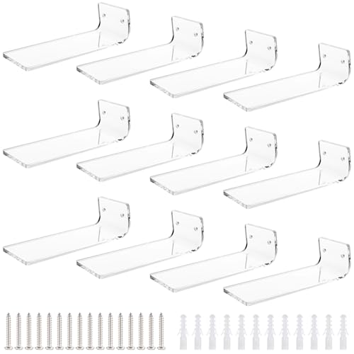 Toyosport 12 PCS Floating Shoe Display Shelves, Wall-Mounted Acrylic Sneaker