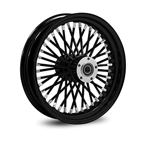 Image of 16X3.5 Fat 40 Stainless Spoke/Nipple For Harley Touring 2008 25mm Rear Wheel - WITH ABS (3-1 Black Rim/Hub/Spoke - Wheel Only)