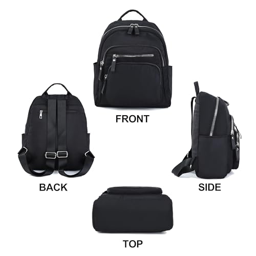 Image of Multi-Pocket Nylon Crossbody Bag for Women, Water Resistant Shoulder Bag with Adjustable Strap, Lightweight Messenger Purse for Travel & Daily Work, Model 9198, Black