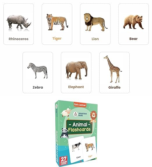 Image of Spartan Kids Flash Cards for New Born Baby, Flash Cards for 1 Year Old Baby and 3+ Year Old Set of 25 Combo Set