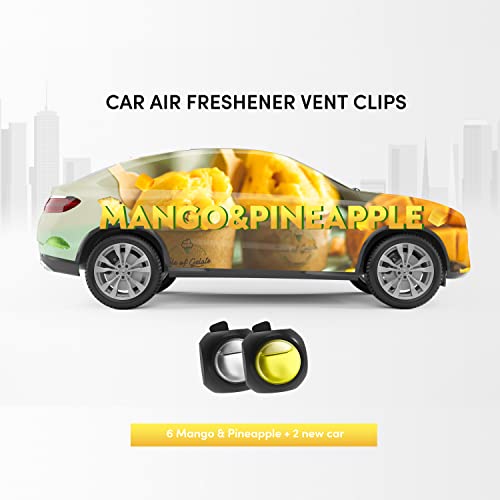 Car Air Freshener Vent Clips, 8 Pack, Provides Long-Lasting Scent, Up To 240 Days, Odor Eliminator (Mango & Pineapple) #TOP1
