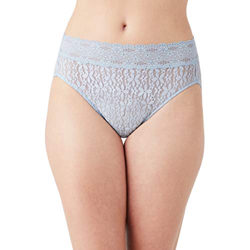 Wacoal Women s Halo Lace Hi Cut Brief Panty, Blue Fog, Large