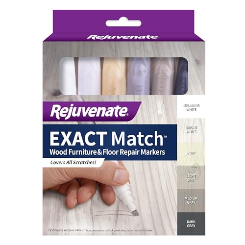 Image of Rejuvenate Exact Match Wood Furniture & Floor Repair Markers, 6 Count, White /Gray Markers Cover All Scratches, Scuffs and Damage to Wood Furniture and Flooring
