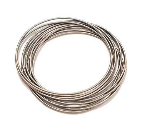 Moonlidesigns Guitar String Spring Stainless Steel Set Of 10 Bracelets Silver Grey Color Thin Stackable Layered Flexible Length 7 Inch #TOP1