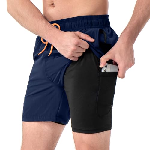 Mens Swim Trunks with Compression Liner 5 Inch Boardshorts Quick Dry Swim Shorts Mens Bathing Suit4
