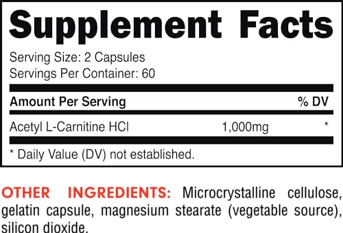 Bucked Up Acetyl L-Carnitine 1000mg Per Serving, Supports Brain Function Essentials (60 Servings, 120 Capsules) - Thumbnail 2