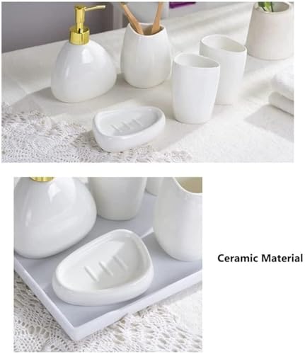 Juego de accesorios de baño dispensador de jabón cerámico y porta cepillos costero 4