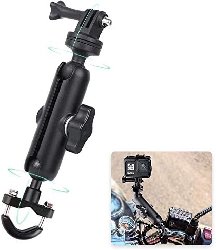 360°Motorcycle Bike Mount Camera Holder Handlebar Mount Bracket 1/4 Metal Stand for Gopro Hero10/9/8/7/6/5/4 Action Cameras Accessory(Cool Ballhead Arm Super Clamp Mount Multi)