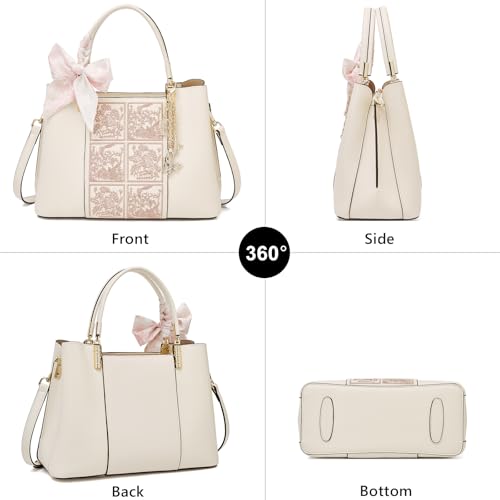 Bolso Tote de Cuero para Mujer con Bordado y Colgante miniatura 3