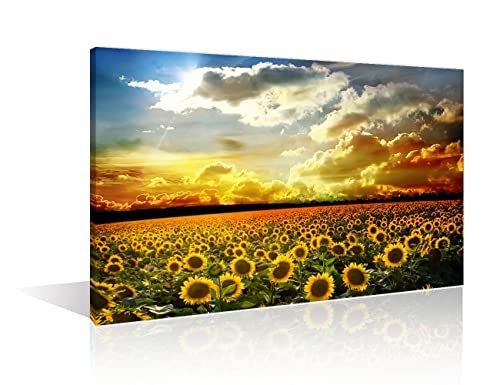 Impression sur toile de tournesol avec châssis en bois robuste art mural 40x60cm