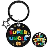 Uncle Keychain Gifts from Niece Nephew - Funny Fathers Day Keyring for Men Black, Cool Uncles Birthday Presents Accessories for Him