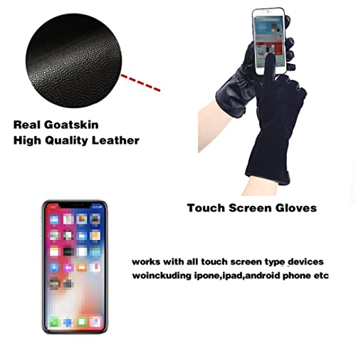 Guantes de Invierno cálidos para Pantalla táctil para Mujer Guantes Largos de Ante de Cuero