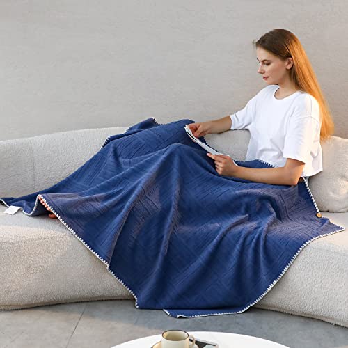 Vmgreen Wearable Compact Travel Blanket, Camping Blanket, Airplane Blanket, Pocket Blanket, Stadium Portable Blanket With Soft Case For Office, Home, Hiking, Car Ride Soft & Cozy, 40 * 60” (Blue) #TOP5