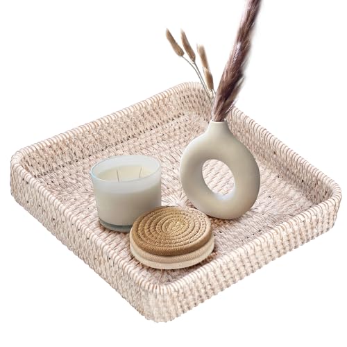 Plateau en rotin blanc lavé 20,5 cm panier de rangement - 5