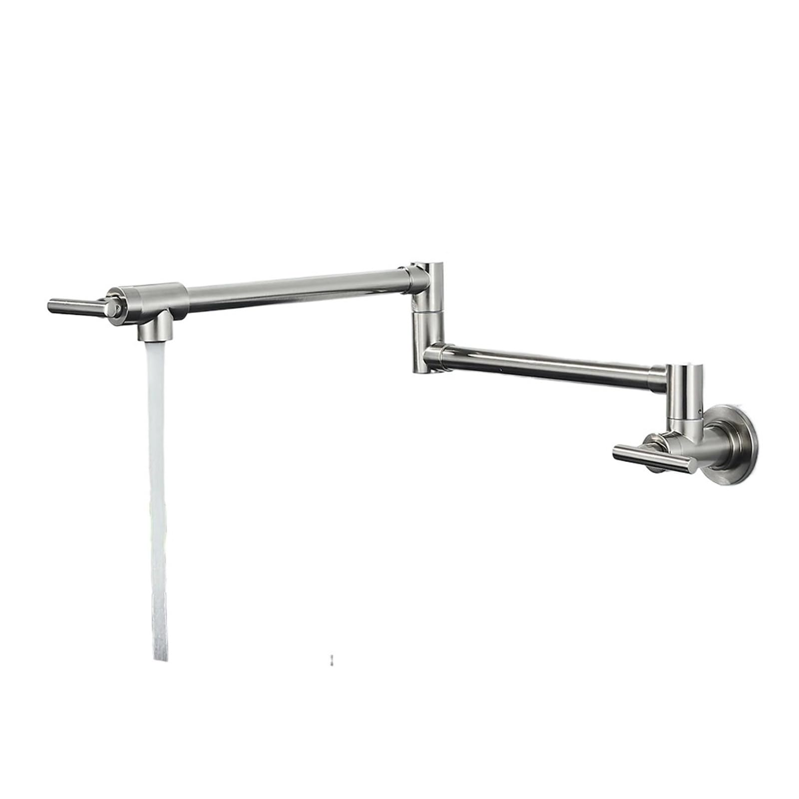 ZQFHSX Kitchen Sink Cold Water Tap Faucet Wall Mounted Brass Basin Pot Filler for Most Scenarios(Nickel E)