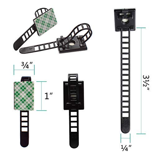 50 Pieces Cable Management Desk Wire Organizer Cable Ties Zip Ties Adhesive Cord Clips Cord Keeper Desk Wire Management #TOP6