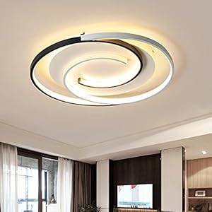 Schindora Plafoniera moderna a LED da 36 W, 50 cm, con telecomando, con geometria, rotonda, nera, bianca, dimmerabile, per soggiorno, camera da letto, cucina