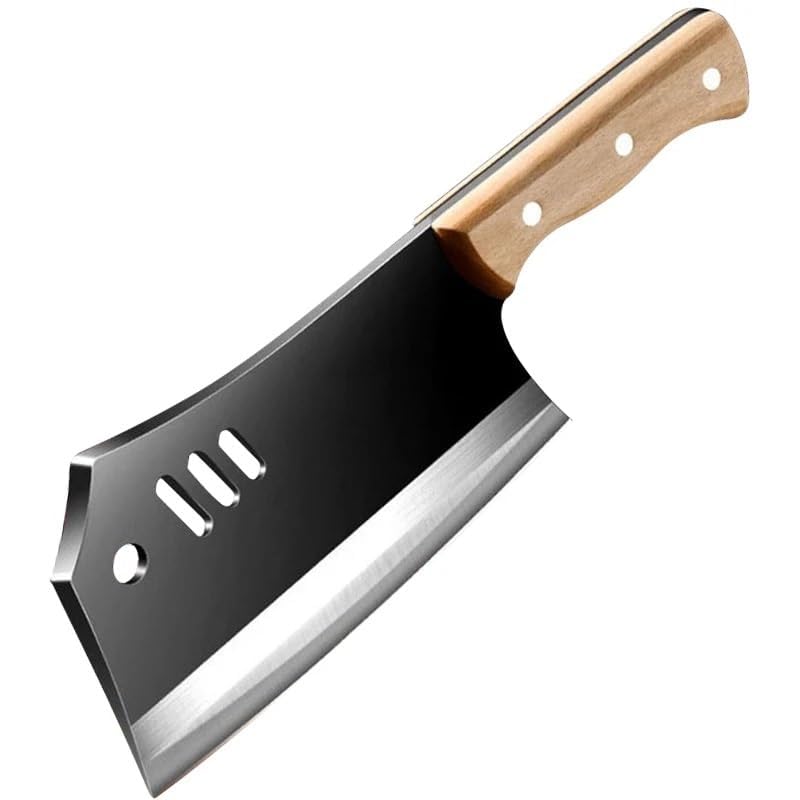 Image of 7.2-inch Meat Cleaver Knife, Butcher Knife, Boning Knife High Carbon Stainless Steel,Restaurant, Meat Cleaver Knife for Home,BBQ and Kitchen (1Piece, Black)