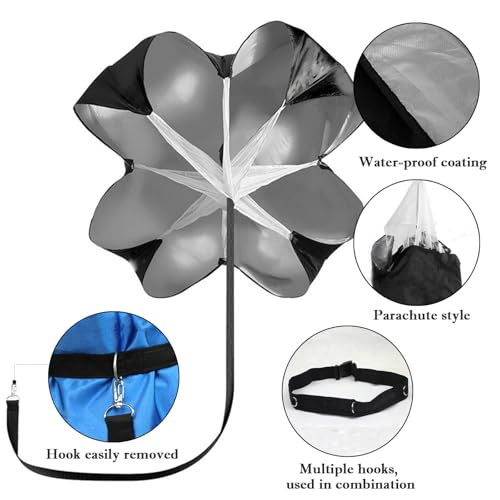 Sprintfallschirm,Speed-Fallschirm-Widerstands Widerstandsfallschirm mit verstellbarem Riemen Lauf-Sprint-Fallschirm zur Verbesserung der Geschwindigkeit Ausdauer Kraft Fußball Fußball Bohren Running