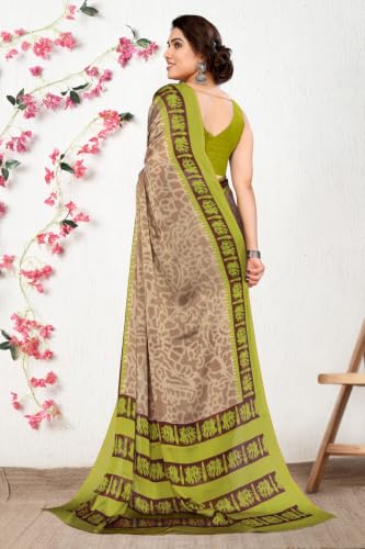 Image of MIRCHI FASHION Saree for Woman Chiffon Leaf Printed | Lightweight Daily Wear Comfortable Women's Sari with Blouse Piece (Available in 30 Styles)