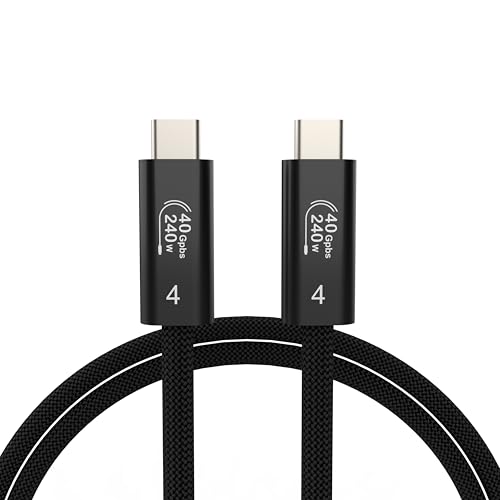 Image of USB4 Cable for Thunderbolt 4, Braided USB C to USB C Cable, 40Gbps Data Transfer, 240W Fast Charging, 8K Display, Compatible with MacBook, iPad Pro, iPhone 16 /17, SSD, Docking (3.3FT)