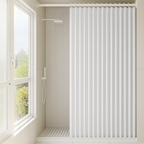 Haoyunll Waffle Pattern Folding Waterproof Shower Curtain fo