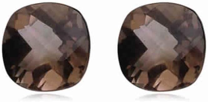 Instagem 6.50 Cts of 10 mm AA Cushion Checker Board Loose Smokey Quartz (2 pcs) Gemstones