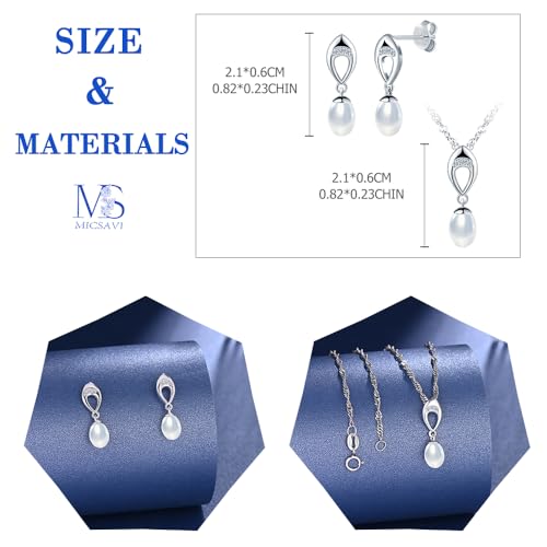 Pendientes y collar de plata 925 hipoalergénica con perlas cómodas 2