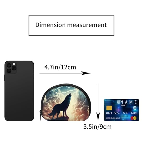 Portable Coin Purse Wolf-Howling-Thunderstorm Mini Zippered Money Pouch Card Holder2