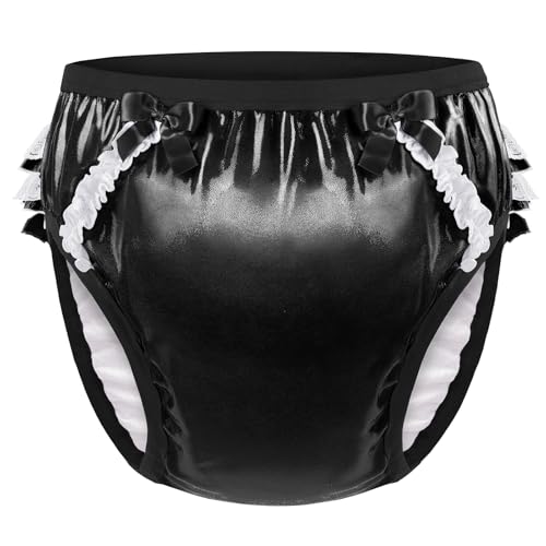 Image of Littleforbig Comfortable Washable Reusable Ruffled Lace Bow Pretty Shiny Glitter Waterproof Adult Training Pants