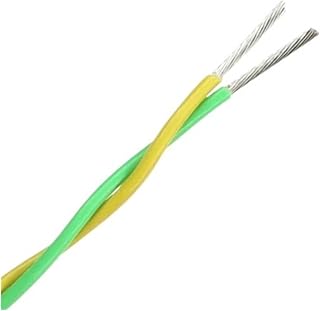 High Temperature 2Pins Wire 26/25/24/22/20/18/17/15/13AWG AFS200 Twisted Pair FEP Electronic Signal Tinned Copper Cable DIY(Yellow Green,10 Meters_18AWG (0.75MM2))
