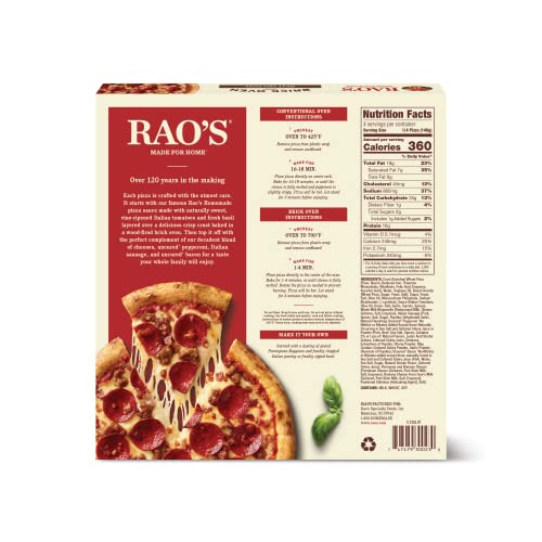 Rao's Made For Home Frozen Pizza - Italian Meat Trio, Brick Oven Crust, Made With Italian Sausage, Uncured Pepperoni, Bacon And Fresh Shredded Whole Milk Mozzarella Cheese, Premium Quality #TOP1