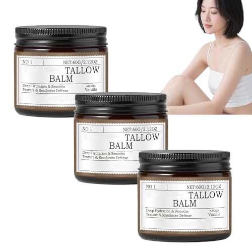 Crema de cuidado de grasa de vacuno, hidratante intensiva y alisadora para rostro y cuerpo, de rápida absorción, no grasosa, ligera y natural para todo tipo de piel (3 unidades)