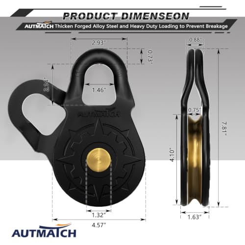 AUTMATCH Winch Snatch Block 18 Ton - 79,366 Lbs Heavy Duty Recovery Pulley by AUTMATCH - Used condition - Image 3