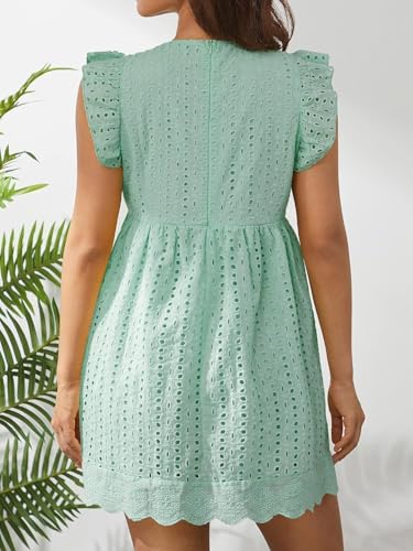 Image of California Romper Dress with Shorts and Pocket Solid Color California Lace Dress Romper Summer V-Neck Short Skirt
