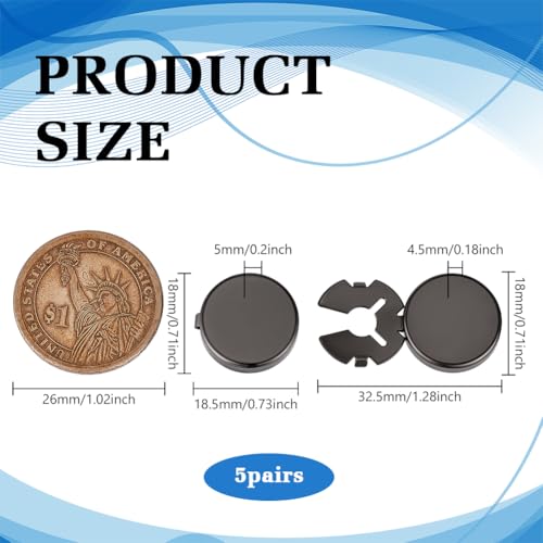 FINGERINSPIRE 5 pares cubrebotones para camisas de hombre 18MM miniatura 2