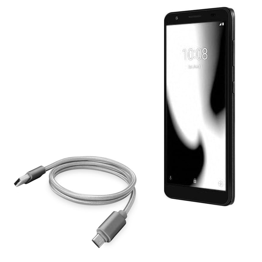 BoxWave Cable Compatible with ZTE Blade A3 2020 - Micro USB DuraCable, Braided Micro USB Charging Cable - Space Grey