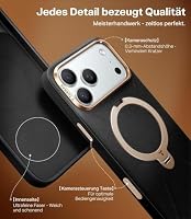 TORRAS Ostand Q3 VegSkin für iPhone 17 Pro Hülle (Nachhaltig Silikonleder) (360° Magnetischer Unsichtbarer Ständer) Premium Haptik Langlebig Hülle iPhone 17 Pro Case Edle Lederstruktur Schwarz – Ansicht 6