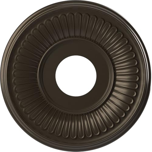 Image of Ekena Millwork 13 inchOD x 3 1 /2 inchID x 3 /4 inchP Berkshire Thermoformed PVC Ceiling Medallion (Fits Canopies up to 5 3 /4 inch), Metallic Dark Bronze