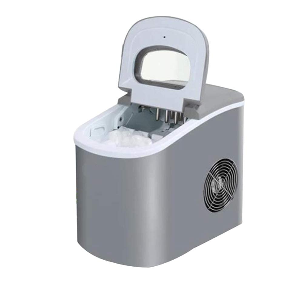 Portable Ice Maker Countertop 12Kg Ice in 24 Hours Ice Cubes Ready in 8 Mins Perfect for Parties Mixed Drinks Silver qujunji (Color : Blue) (Silver)