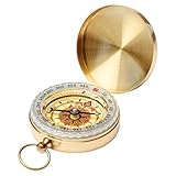 Bussola Professionale Impermeabile con Luminosità Notturna Integrata, Bussola per Navigazione, portatile, Vintage, Tascabile, per bambini, zaino in spalla, attività all'aperto, Sopravvivenza