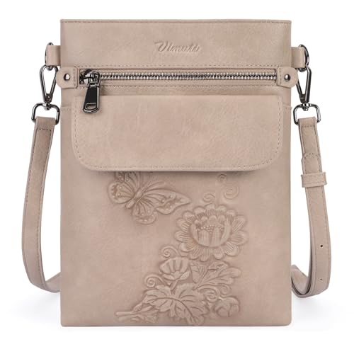 Image of Small Crossbody Purse for Women, Vegan Leather Multi Pocket Bag | Small Crossbody Bags for Women with Embossed Design, Adjustable Strap, Lightweight Travel Shoulder Bag for Daily Use and Gift