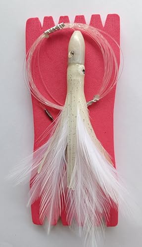 Bacoreto. Señuelo Artesano de currican. Cabeza plomada montada con Plumas y Pulpo para el currican 