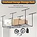 Huloretions 8x3 FT Overhead Garage Storage Rack, Heavy-Duty Steel Ceiling Organizer with Height Adjustment, Expandable Shelves for Tires/Toolboxes