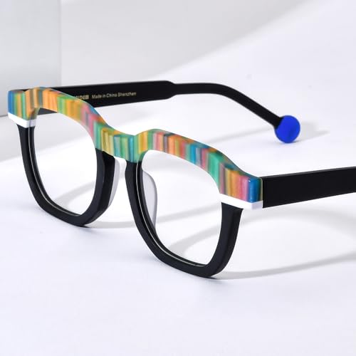 Image of HEPIDEM Multicolor Acetate Glasses Frame Women,Oversize Round Optical Eyeglasses