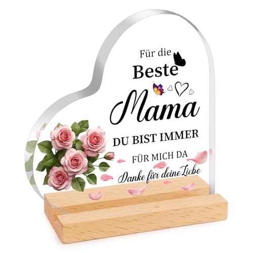 XIANNVXI Geschenke für Mama, Geburtstagsgeschenk für Mama Geschenk, Beste Mutter Geschenk Tochter Sohn, Holzschilder Heimat Dekoration aus...