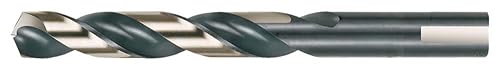 Cle-Line C23854 - Taladro de longitud mecánica resistente, acero de alta velocidad, acabado negro y dorado, vástago plano recto, punta dividida de
