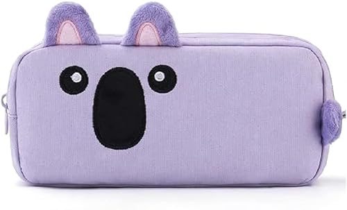 Embroidered Koala Pencil Case, Large Capacity Pen Pouch – School Supplies Bag for Kids, Teens & Students(Purple)