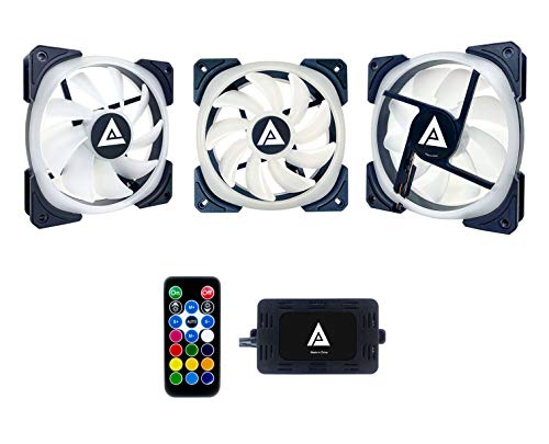 Apevia Lp314L-Rgb Lunar Pro 140Mm Silent Dual-Ring Rgb Color Changing Led Fan For Gaming With Remote Control, 32X Leds & 8X Anti-Vibration Rubber Pads (3-Pk) #TOP1